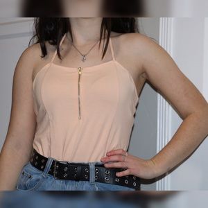 Peach Zip Up Tank Top